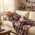 thumbnail image 4 of 250 Anniversary USA Patriotic Star Print Sofa Blanket 51.2x39.4in for 4th of July Couch Decor and Picnic Throw, 4 of 4