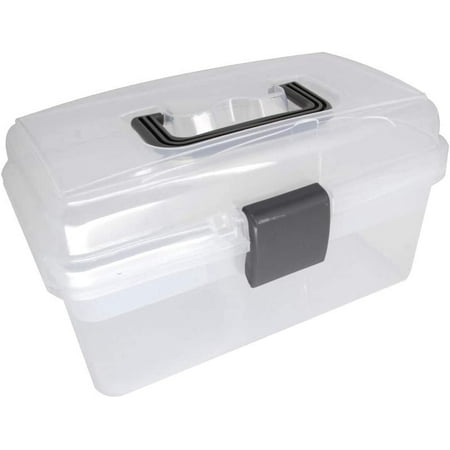 

Egebert Tool Box Plastic Tool Box with Removable Tool Tray Organizer and Storage for Tools Parts Toys Art 10.2 x 6.5 x 5.5 inches Fully Translucent 1 Pcs