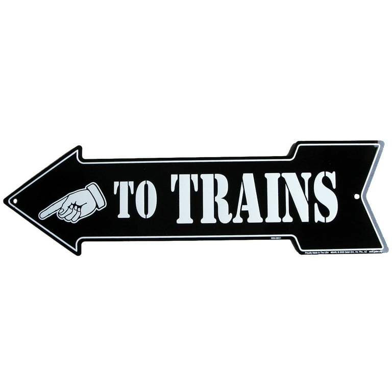 Vintage Style Tin TO TRAINS Arrow Railroad Sign Hobby Room/Model Railroad/Wall Decor Vintage Style Tin TO TRAINS Arrow Railroad Sign Hobby Room/Model Railroad/Wall Decor