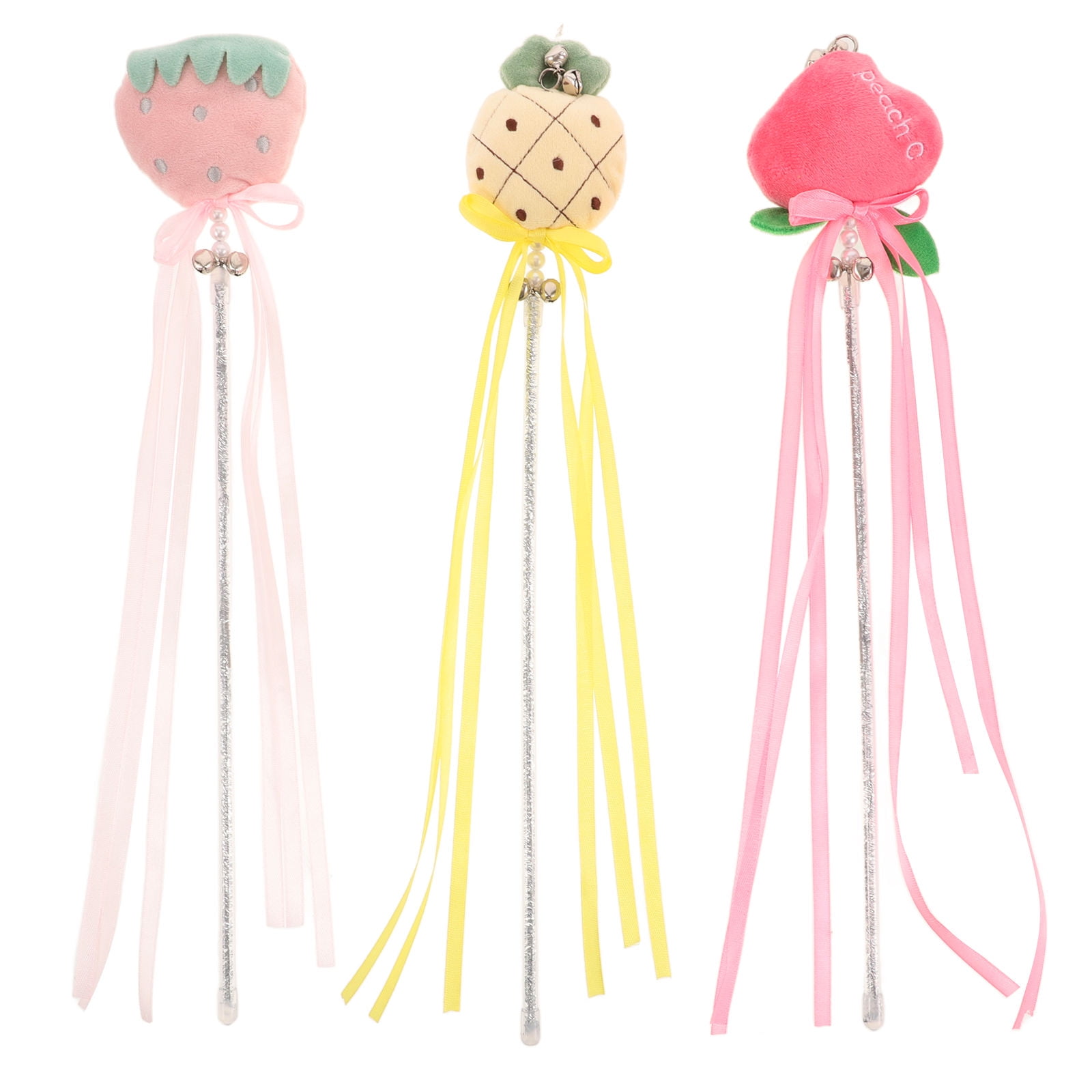 HAMPPLIES 3-Pack Cute Kitten Teaser Rods Cat Toys for Interactive Pet Play and Exercise