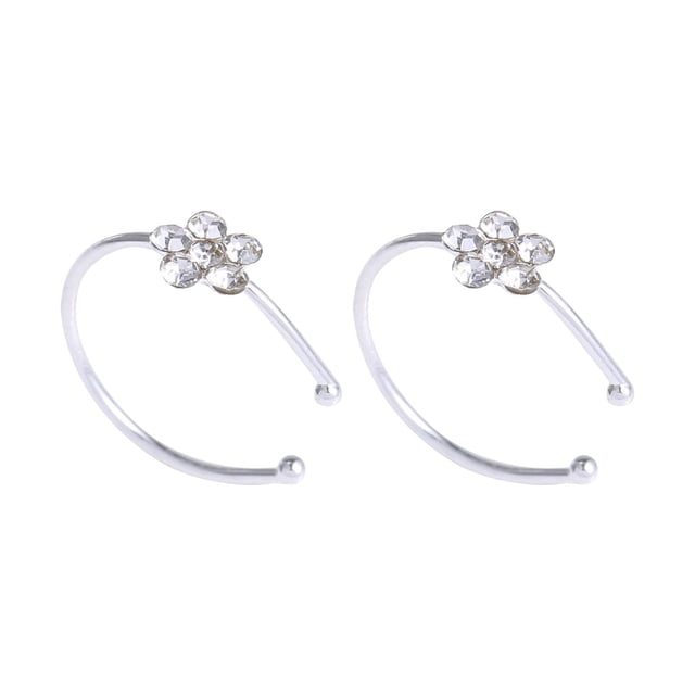 Fiudx Joyas de Cristal para La Nariz, Elegante Aro Nasal con Diseño Floral, Pendientes de Cobre Brillante, Juego de Accesorios de Moda, Ideal Como Regalo, Ideal para Amantes de La Joyería. Juego de 2
