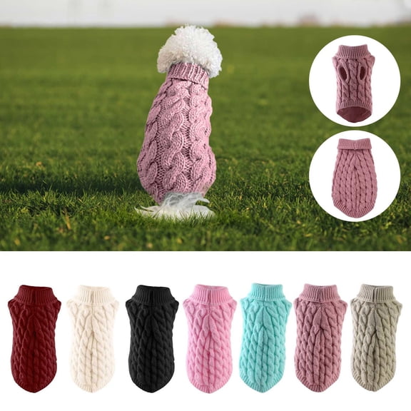 Xingjin Small Dog Sweater Knitwear Turtleneck Warm Pet Sweater for Small Dogs, Cat Chihuahua Autumn Winter Pullover Knitwear Clothes for Small Medium Pets,Beige L