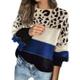 thumbnail image 1 of NLLSHGJ Cardigans pour Femmes Légers Chandail d'Automne et d'Hiver pour Femmes à Contraste de Couleurs Chandail Ample à Col Rond, 1 of 5