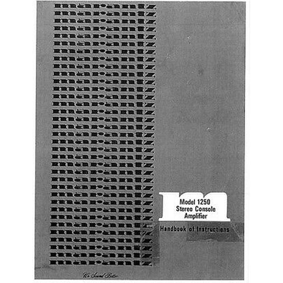Instruction Manual ONLY for Marantz 1250 Amplifier Owners Manual REPRINT