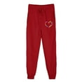 thumbnail image 3 of Makaor Sweatpants for Women with Pockets Solid Baggy Fleece Loose Trousers with Elastic Waist Red L, 3 of 4