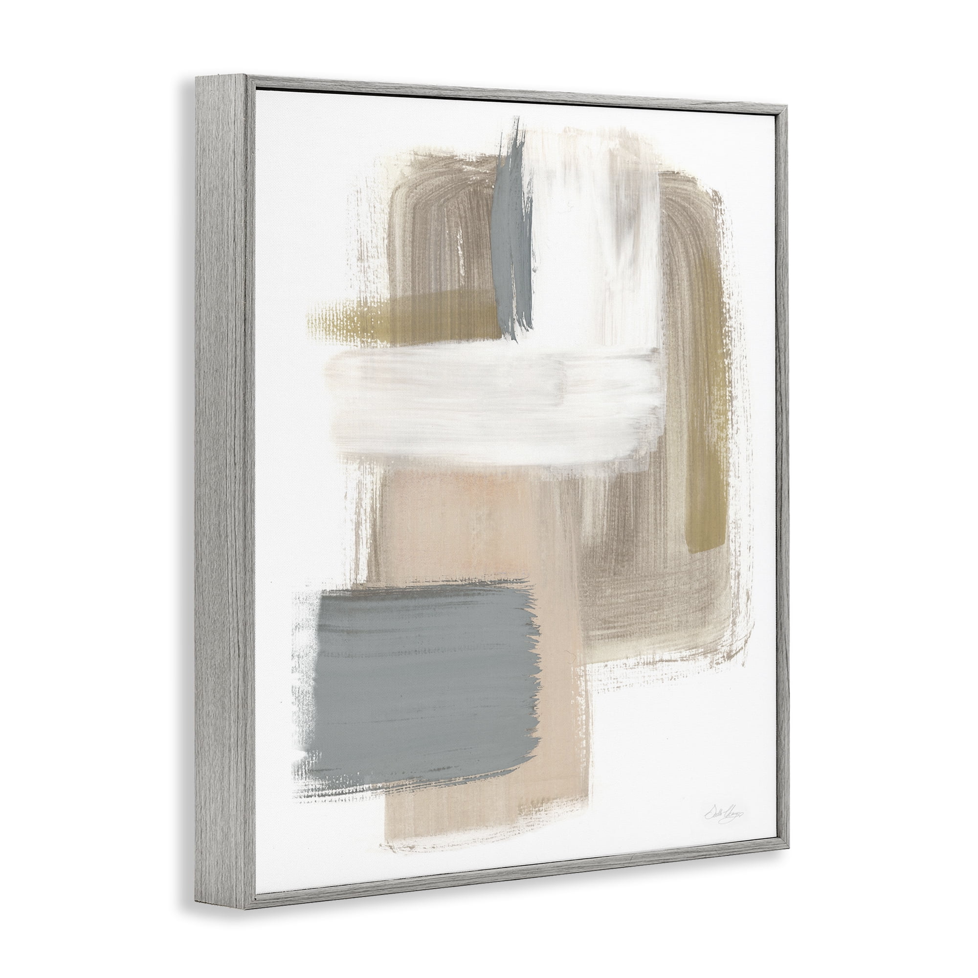 Stupell Industries Neutral Paint Strokes Abstract Painting Gray Framed Art Print Wall Art, 11 x 14