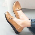 thumbnail image 2 of Viluyesy Comfort Loafers for Womens, Slip-On Soft Sole Round Toe PU Leather Casual Work Walking Flats Khaki, 2 of 6