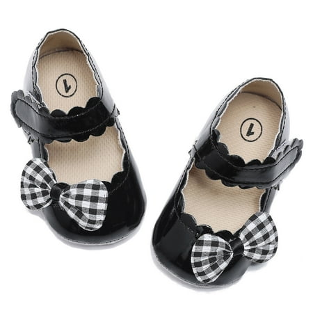 

kpoplk Boys Sandals Girls Single Shoes Ruffles Bowknot First Walkers Shoes Toddler Sandals Princess Baby Boy Sandals(Black)