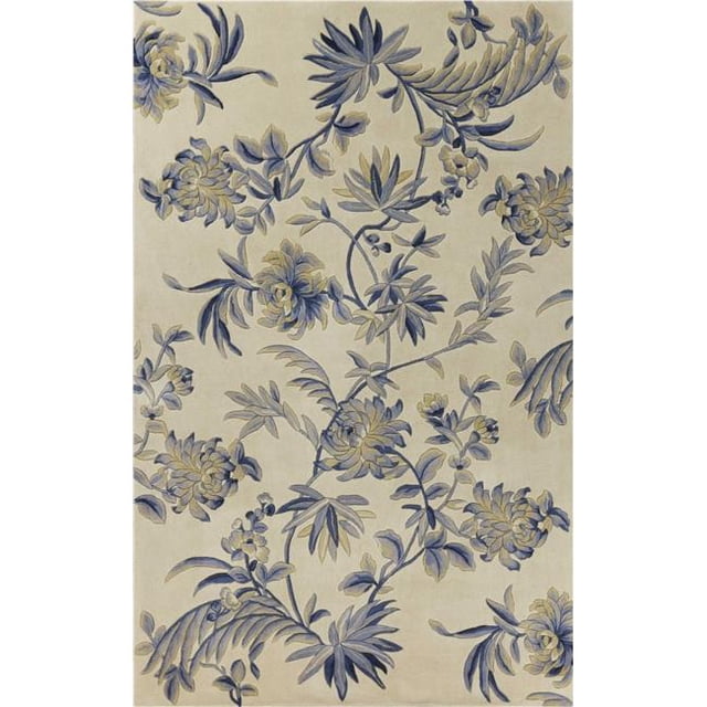 HomeRoots 354038 30 x 50 in. Wool Ivory & Blue Area Rug