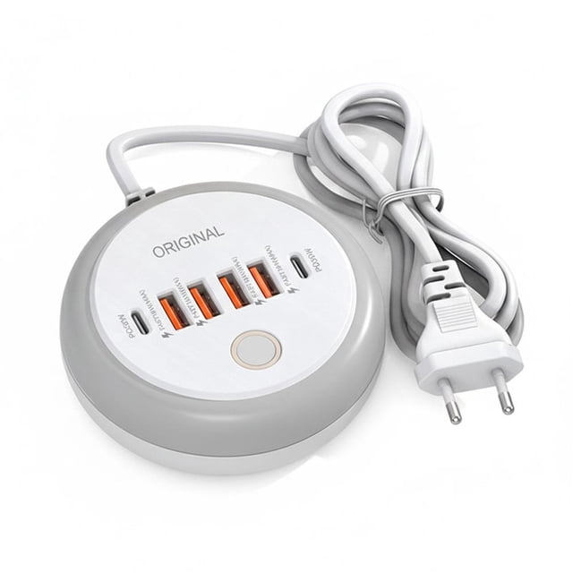 Chargeur de Voyage 50W 6 Ports avec 2 Ports Type-C & 4 Ports USB-A, Hub de Charge Rapide et Simultanée, Multiprise Compacte pour Maison, Bureau et Usage International