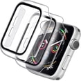 thumbnail image 3 of 4 Pack Case Tempered Glass Screen Protector Compatible with iWatch 45mm Series 7, Hard PC Bumper Case Protective Cover Frame Compatible with iWatch 45mm (Black/Green/Silver/Clear), 3 of 5