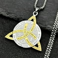 thumbnail image 4 of Vintage Irish Celtic Trinity Knot Pendant Necklace Women Men 14K White Gold Silver Color Witchcraft Amulet Chain Jewelry, 4 of 6
