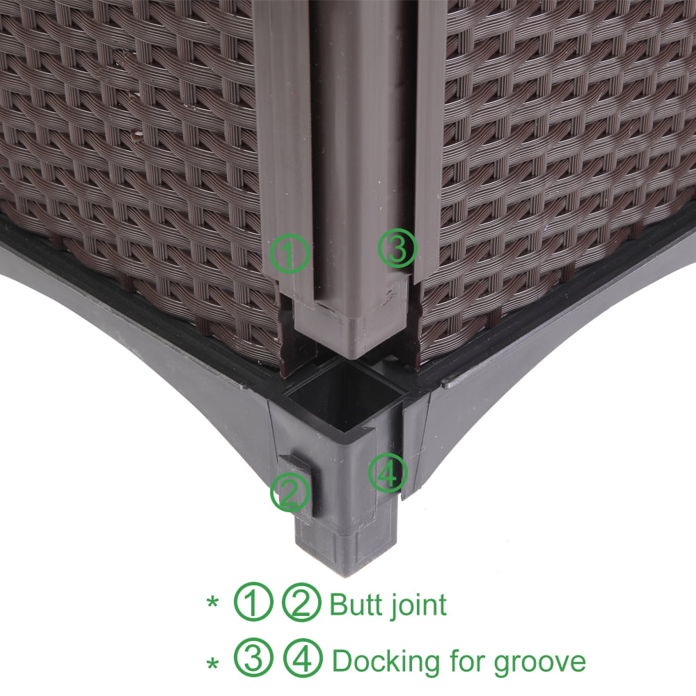 2 Piece Raised Garden Bed Kit Brown Free Splicing Planter Box,Kepeak Indoor Outdoor Plastic Planter Grow Box for Flower Vegetable, Brown
