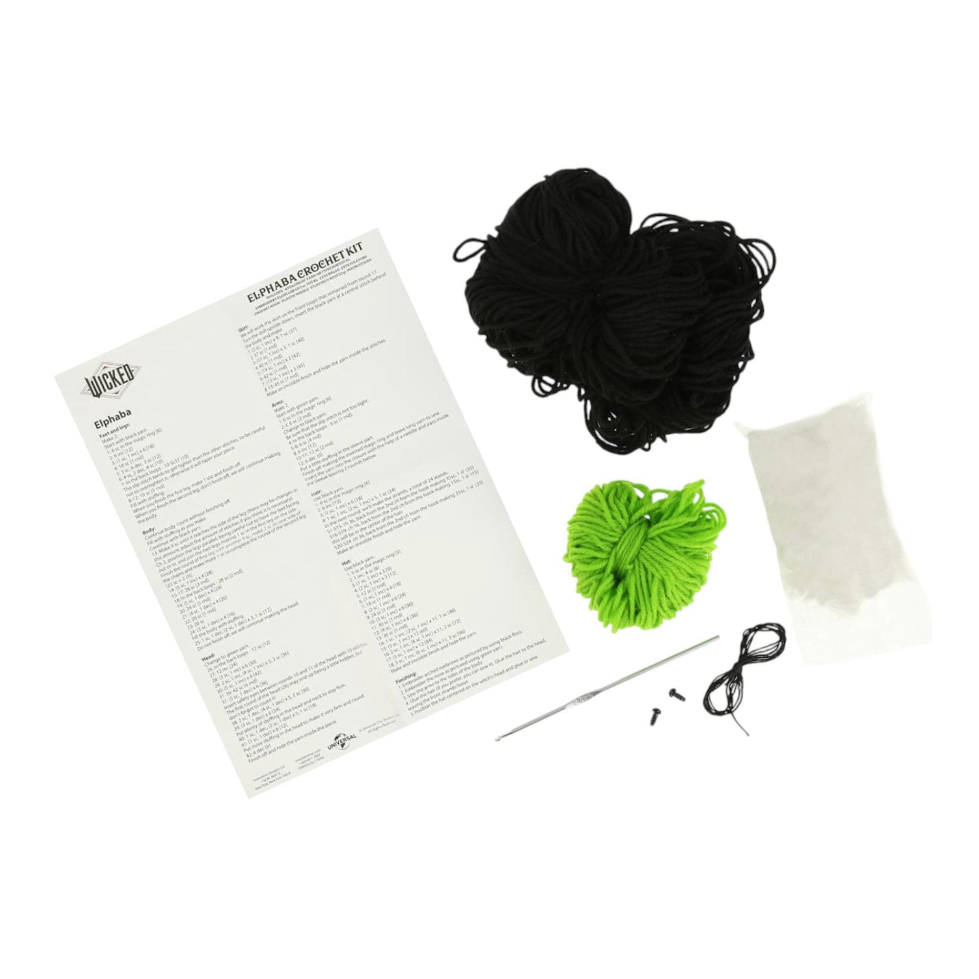 Wicked Elphaba Crochet Kit – DIY Craft Set with Yarn, Hook, and Instructions