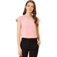 thumbnail image 1 of Camiseta Manga Tulipán Cuello En V Allegra K Rosa claro XS, 1 of 6