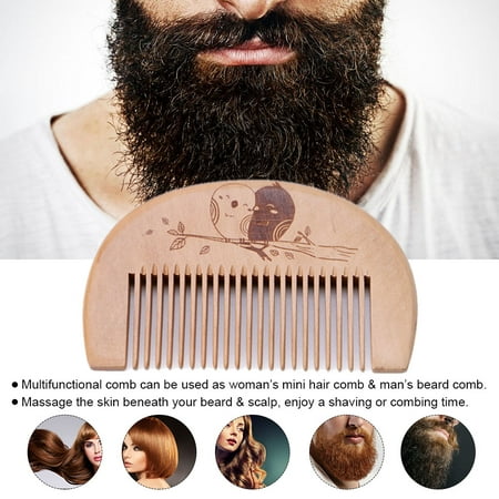 Wooden Hair Comb Man’s Beard Comb Anti-static Male Mini Facial Hair Beard Comb Wood Massage