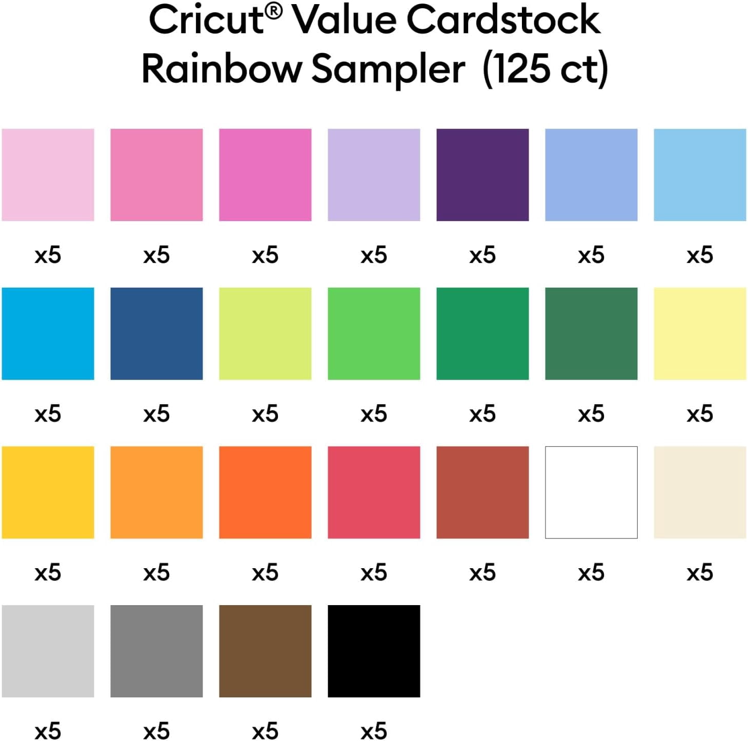 Value Cardstock Paper Rainbow Sampler - 125 sheets (8.5" x 11") Compatible with Joy Xtra Explore & Maker Machines Letter Size