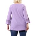 thumbnail image 4 of MODA NOVA Juniors Plus Size Crochet Panel Long Sleeve Ruched Front Blouse, 4 of 7