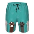 thumbnail image 4 of Kdxio Cute Cat Paw And Dog Pattern Mens Casual Shorts - Drawstring Summer Beach Sports Shorts for Men, 4 of 9
