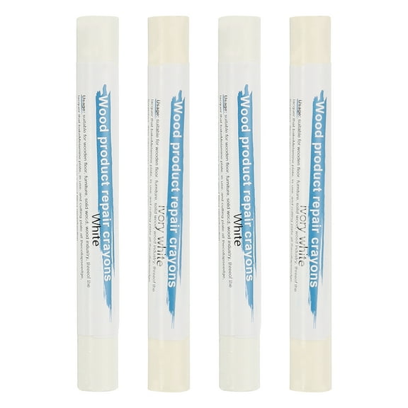 Uxcell Furniture Repair Crayons, 4 Pcs Wax Wood Filler Sticks Wood Wax Crayons for Scratches Wood Floor Holes Tables, Very White
