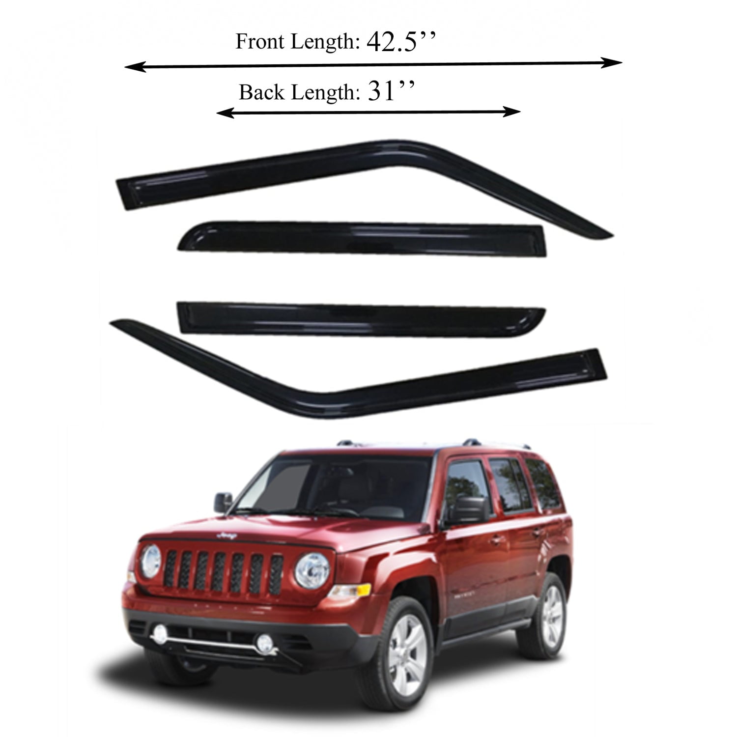 Fits Jeep Patriot 0717 Acrylic Window Visor Sun Rain Deflector Guard
