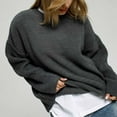 thumbnail image 5 of Jjayotai Oversized Sweaters for Women, Trendy Crewneck Long Sleeve Chunky Knit Pullover Sweater, Loose Casual Versatile Y2k Tops Dark Gray M, 5 of 9