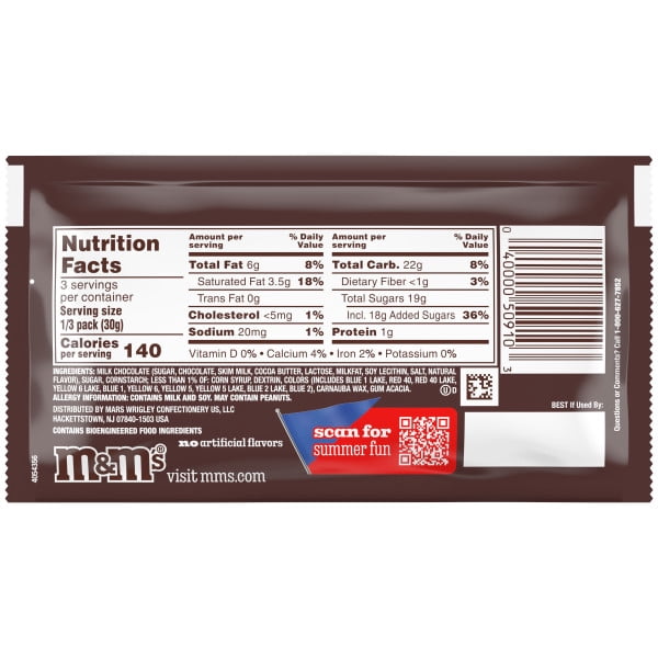 M&Ms Red White & Blue 3.14oz Bag