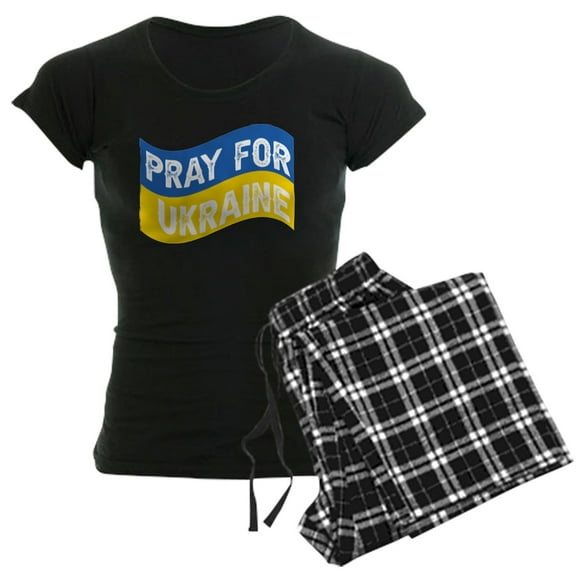 CafePress - Pray For Ukraine Pajamas - Women's Short Sleeve Print T-Shirt and Pants Dark Cotton Pajama Set