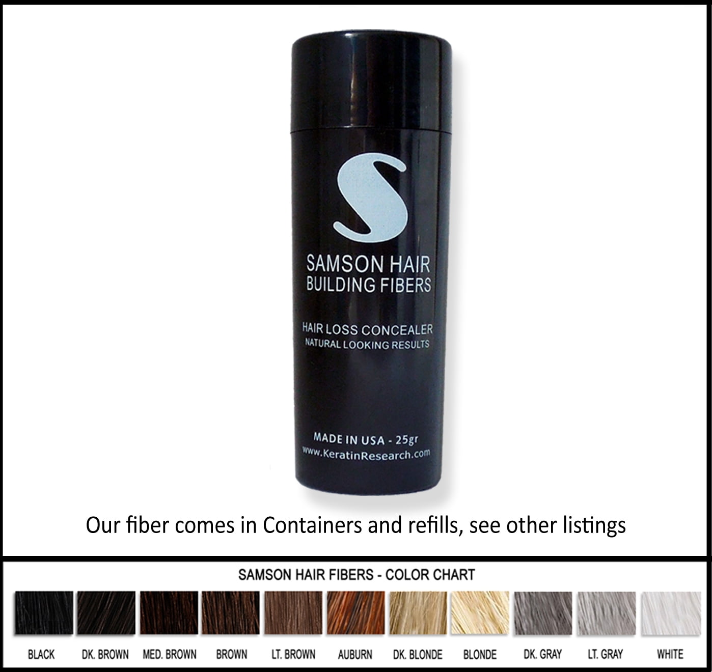 DARK BLONDE color Samson Best Hair Loss Concealer Building Fibers CONTAINER  With 25grams USA Also Fits Spray Applicators 
