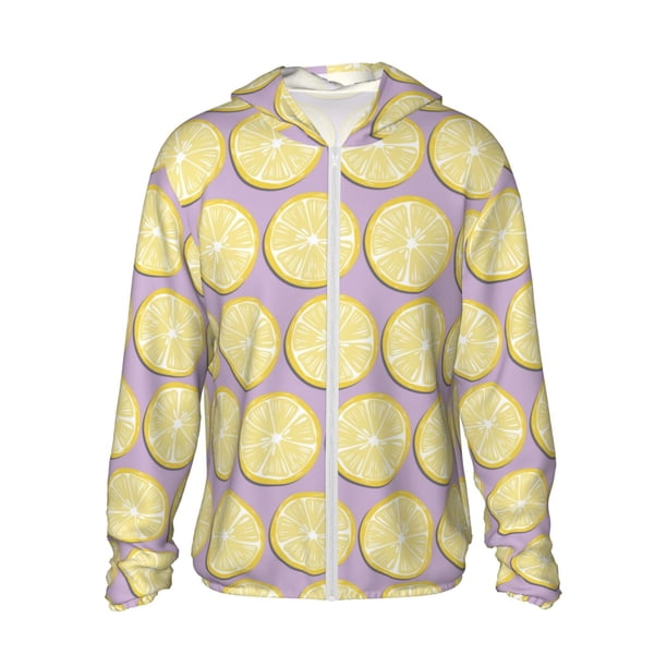 Balery Yellow Lemon Slices Sudadera ligera de manga larga con capucha y protección solar UPF 50+ para hombre y mujer, ideal para pesca y running-XX-Large