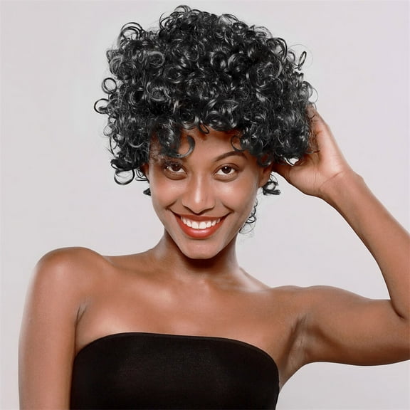 SUCS Black Women Natural Party Short Wave Bobo Wig Sexy Curly Wavy Synthetic Wigs