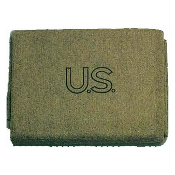 U.S. Style Wool Military Blanket - 60x80 Inch Olive Drab - 3lb Lightweight Wool Blend - Camping, Emergency, Outdoor & Travel Blanket