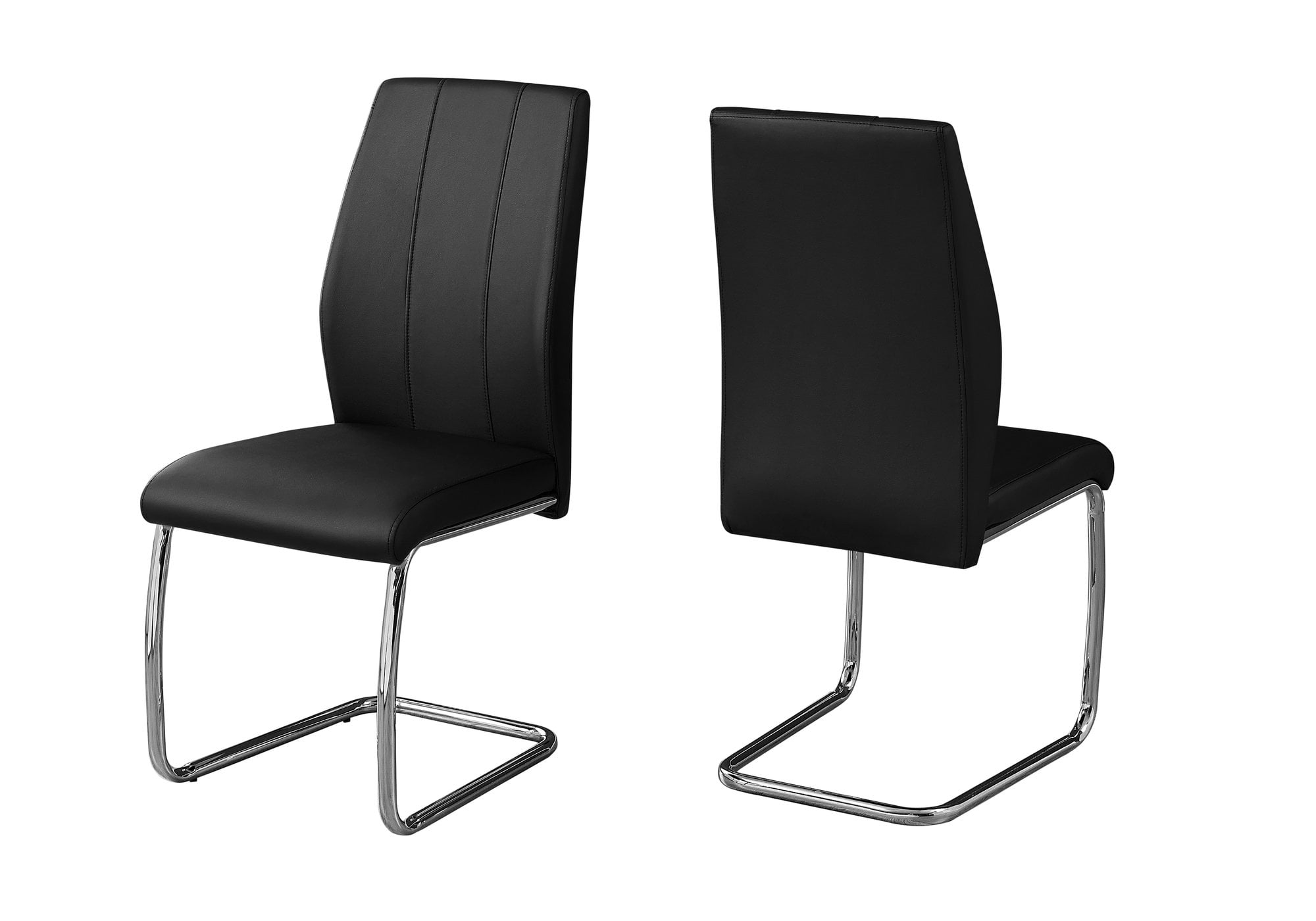 Set of 2 Black and Silver Contemporary Upholstered Dining Chairs 38.75