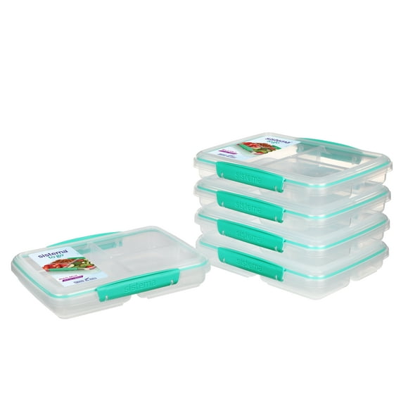 Sistema To Go Récipients avec plusieurs compartiments pour conserver plats et aliments, avec séparations et fermetures par clips, 820 ml, Sans BPA, 5 récipients pour la conservation d'aliments