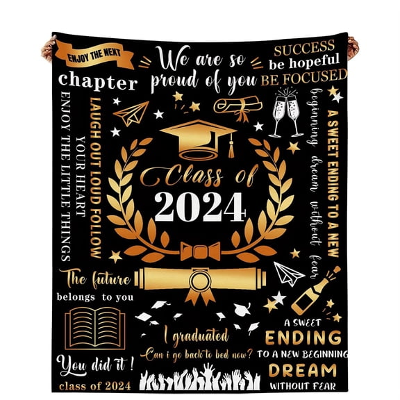 Graduation Gifts Blanket Class of 2024 Gifts Granddaughter Grandson Graduation Gifts for Her Him, High School College Ph.D. Graduation Gifts