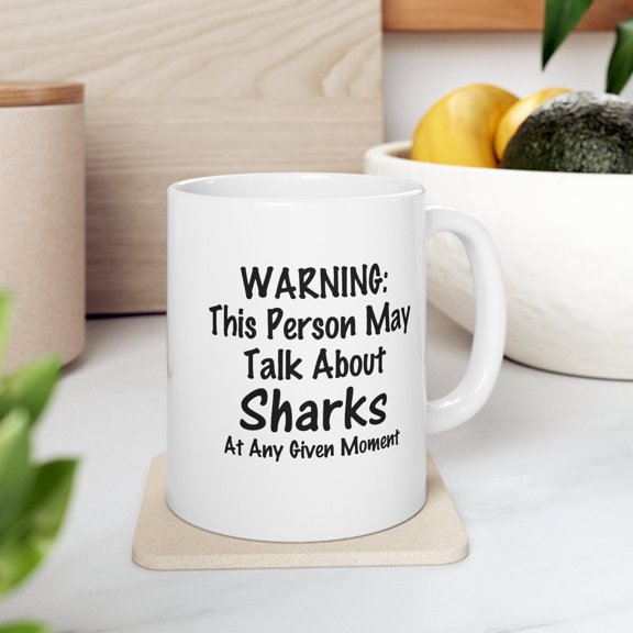 Shark Lover 11 oz Coffee Mug - Funny Sharks Design White Ceramic Gift