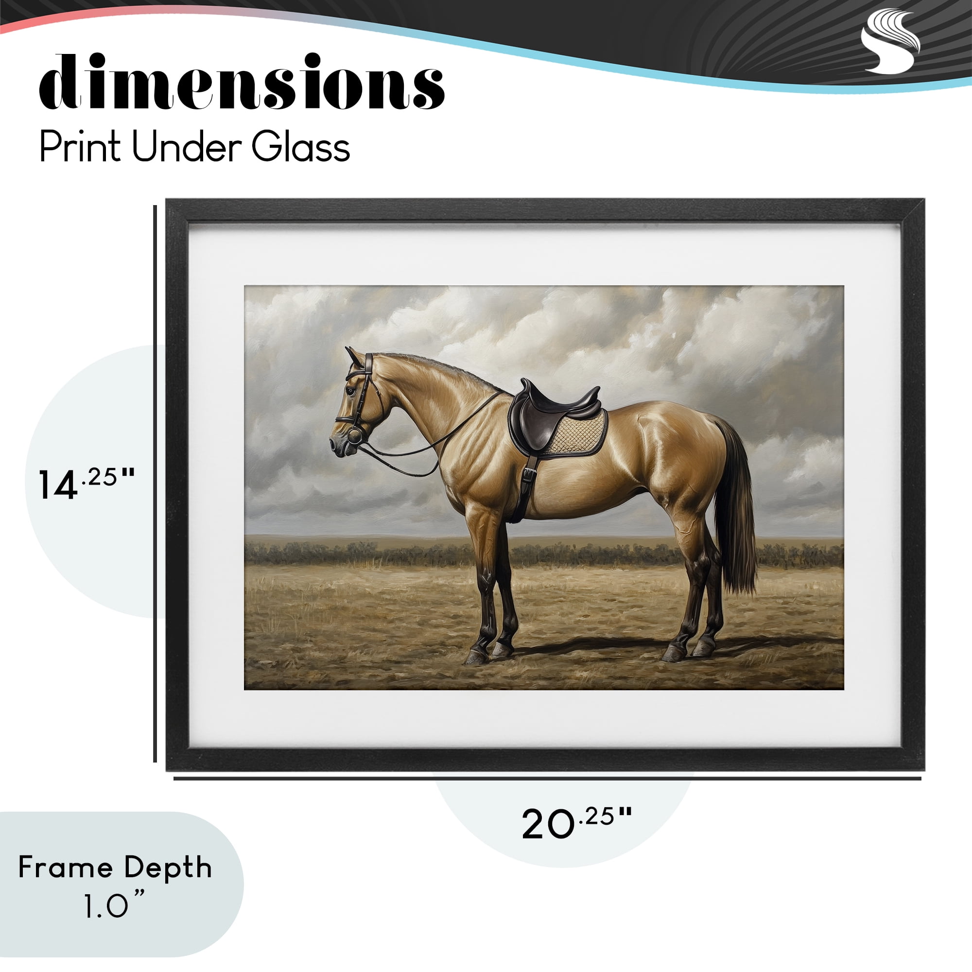 Stupell Industries Shiny Mare Saddled Up Black Framed Print Under Glass, design by Petal Prints Design