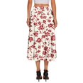 thumbnail image 4 of WTOBBY Boho Floral Pocket Skirt Women's Solid Color High Waist Long Skirt Casual Summer Beach Skirt with Elastic Waist Drawstring Tiered Flowy Skirt for Vacation,Watermelon Red L, 4 of 4