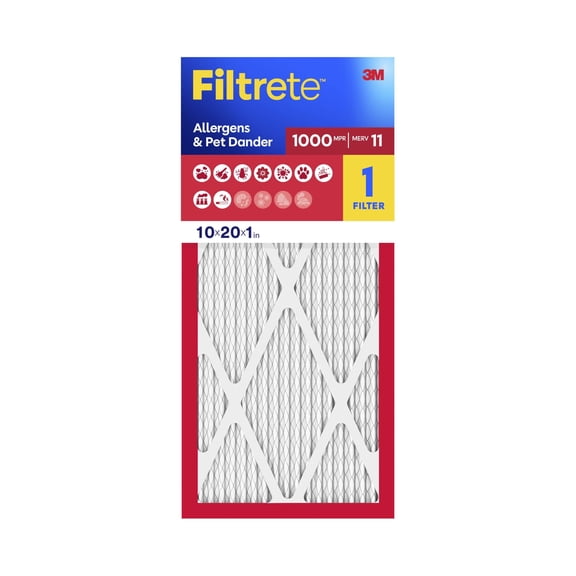 Filtrete 10x20x1 HVAC Furnace Air Filter, MPR 1000 MERV 11, Allergen Defense, 1 Filter