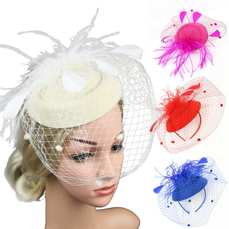 Store White feathers fascinator hat bridal headpiece