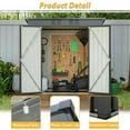 thumbnail image 3 of 6x4 FT Outdoor Tool Storage Shed with Metal Foundation & Lockable Doors, All Weather Metal Sheds for Garden, Patio, Backyard, Lawn, Gray, 3 of 9