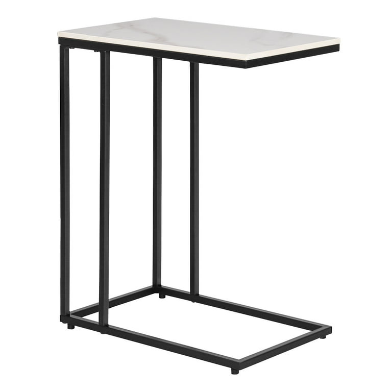 Abble Rectangular Sintered Stone White Marble Top C Table