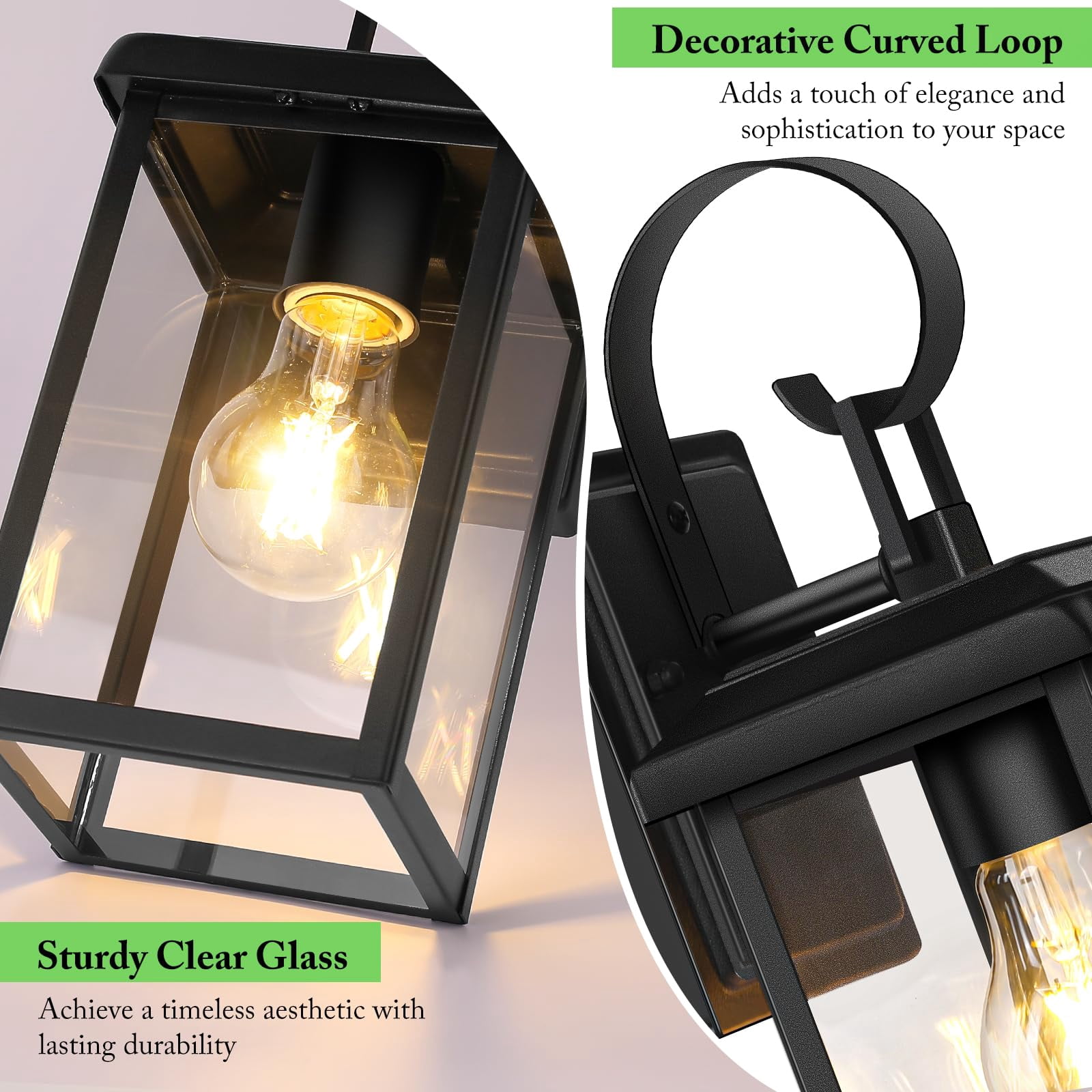2-pack Outdoor Wall Light Fixtures  Exterior Lighting Mount Waterproof Porch Lights Sconces Lanterns Modern Outside For House Front Door Garage Black