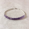 thumbnail image 3 of Amethyst 4mm Rondelle Shape Faceted Cut Beads 7 inch Silver Plated Clasp Bracelet for men, women, unisex. Link Chain Stacking Bracelet.|LINK_00322, 3 of 4
