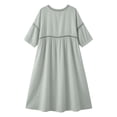 thumbnail image 5 of Summer Dresses for Women Fashion Casual V-Nek 3/4 Sleeve Solid Mid-Calf Dress A-Line Casual Loose T-Shirt Beach Sundress, 5 of 9