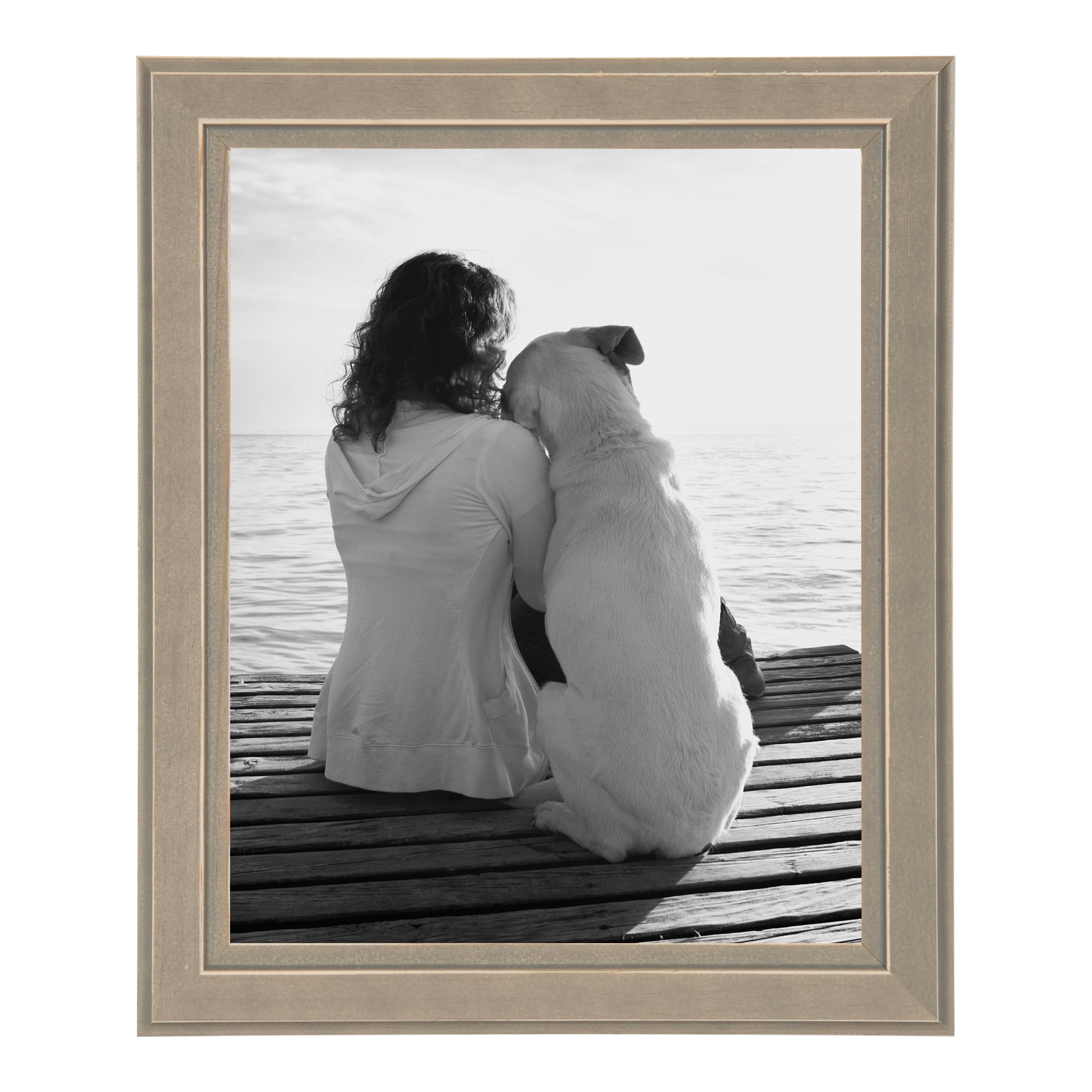DesignOvation Kieva Solid Wood Picture Frame, Distressed Gray 8x10, Pack of 6