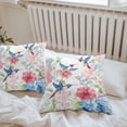 thumbnail image 5 of Watercolor Pink Outdoor Pillow Covers Pack of 2 Blue Hummingbird Flowers Pastoral Plant Waterproof Throw Pillow Covers Decorative Cushion Cases for Patio Garden Tent Balcony Couch 18x18 inch, 5 of 8