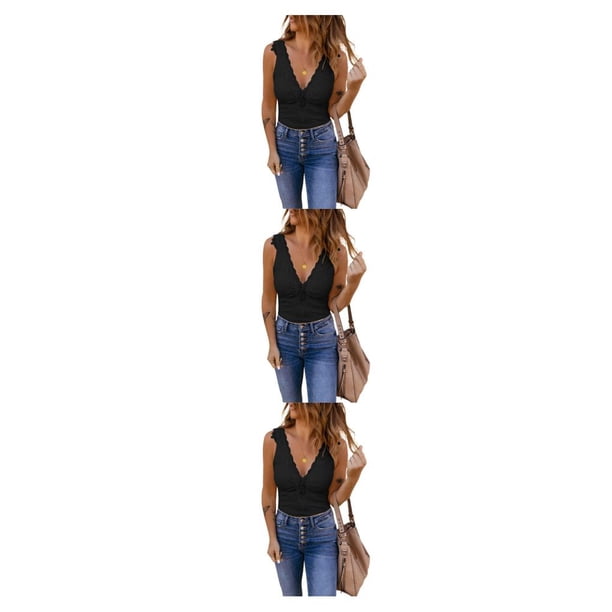 Qarigey Manténgase fresco y elegante con las camisetas sin mangas para mujer Camiseta sin mangas Ropa de mujer Blusa Casual Cómodo Capas Type1 NO1