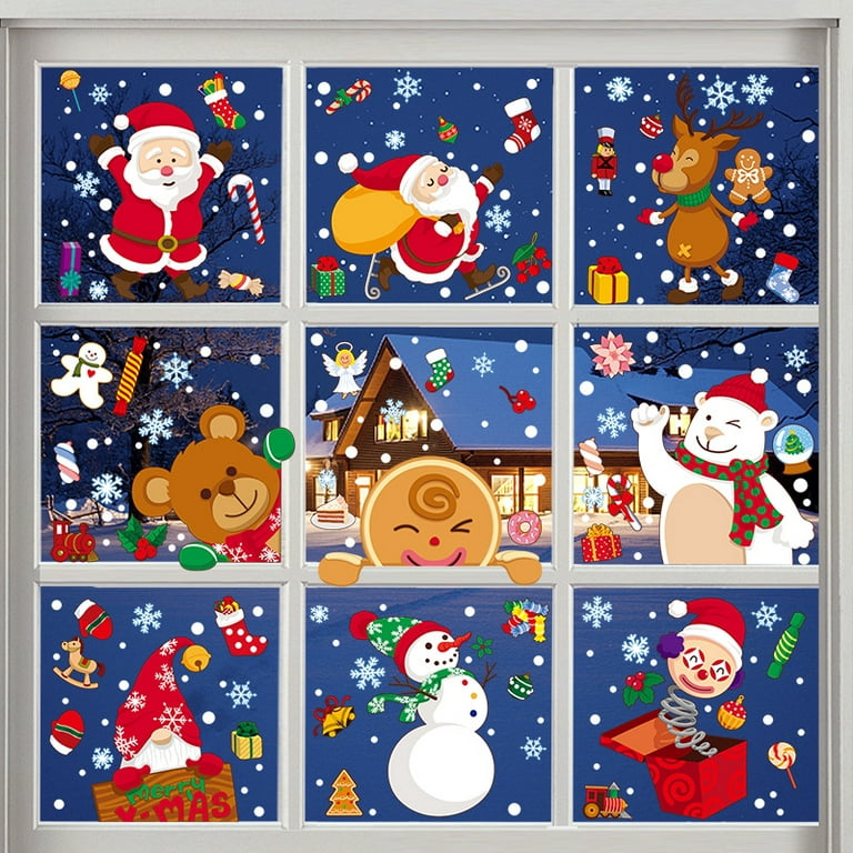 Arts and Crafts Seasonal Gifts Holiday Windou Gel Stickers Xmas