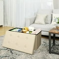 thumbnail image 6 of SONGMICS 30" Faux Leather Folding Storage Ottoman Bench, Beige, 6 of 7
